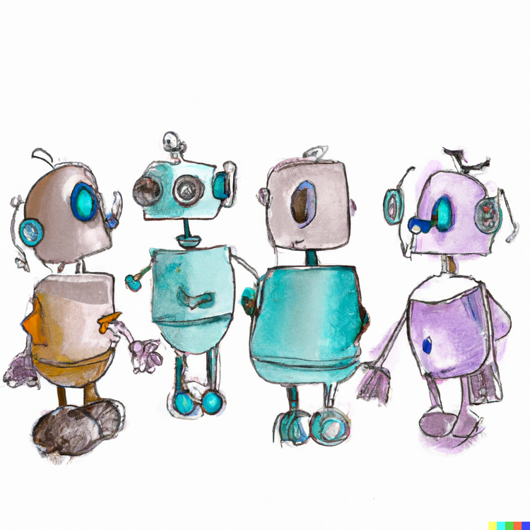 AI robots in animation style